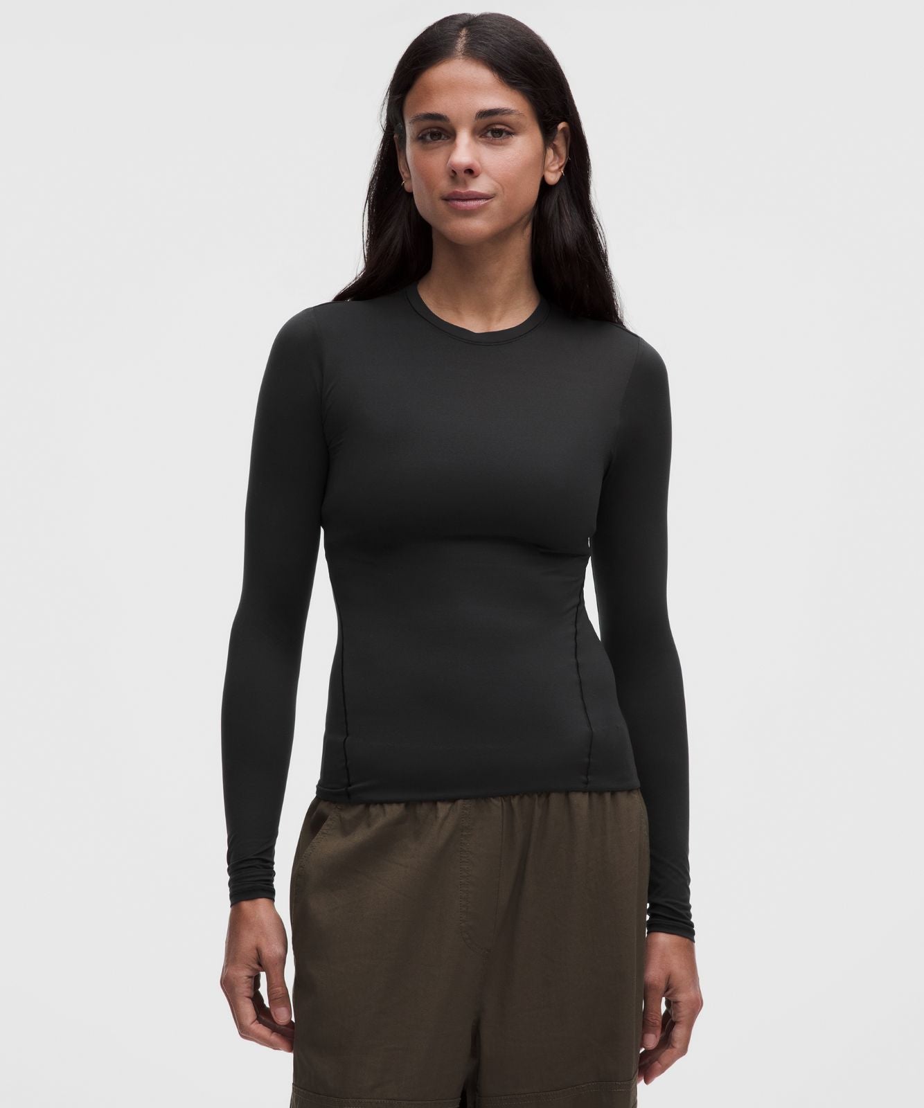 Wundermost Ultra-Soft Nulu Crewneck Long-Sleeve Shirt Black