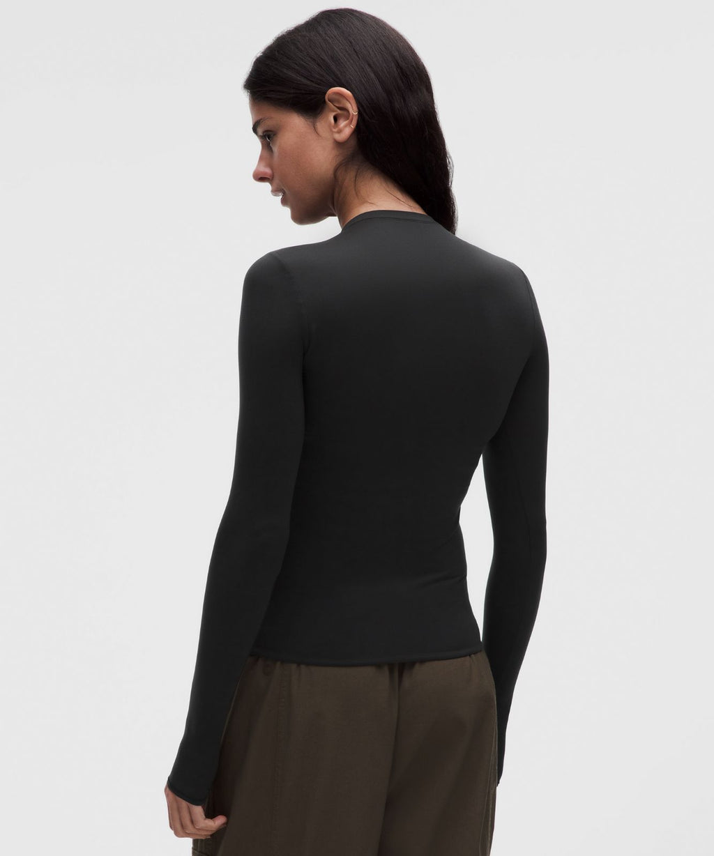 Wundermost Ultra-Soft Nulu Crewneck Long-Sleeve Shirt Black