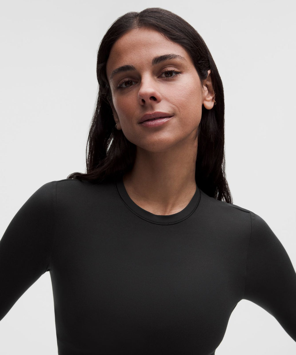 Wundermost Ultra-Soft Nulu Crewneck Long-Sleeve Shirt Black