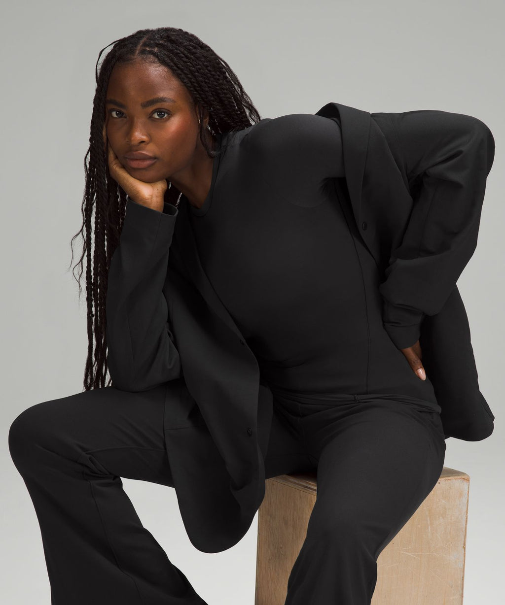 Wundermost Ultra-Soft Nulu Crewneck Long-Sleeve Shirt Black