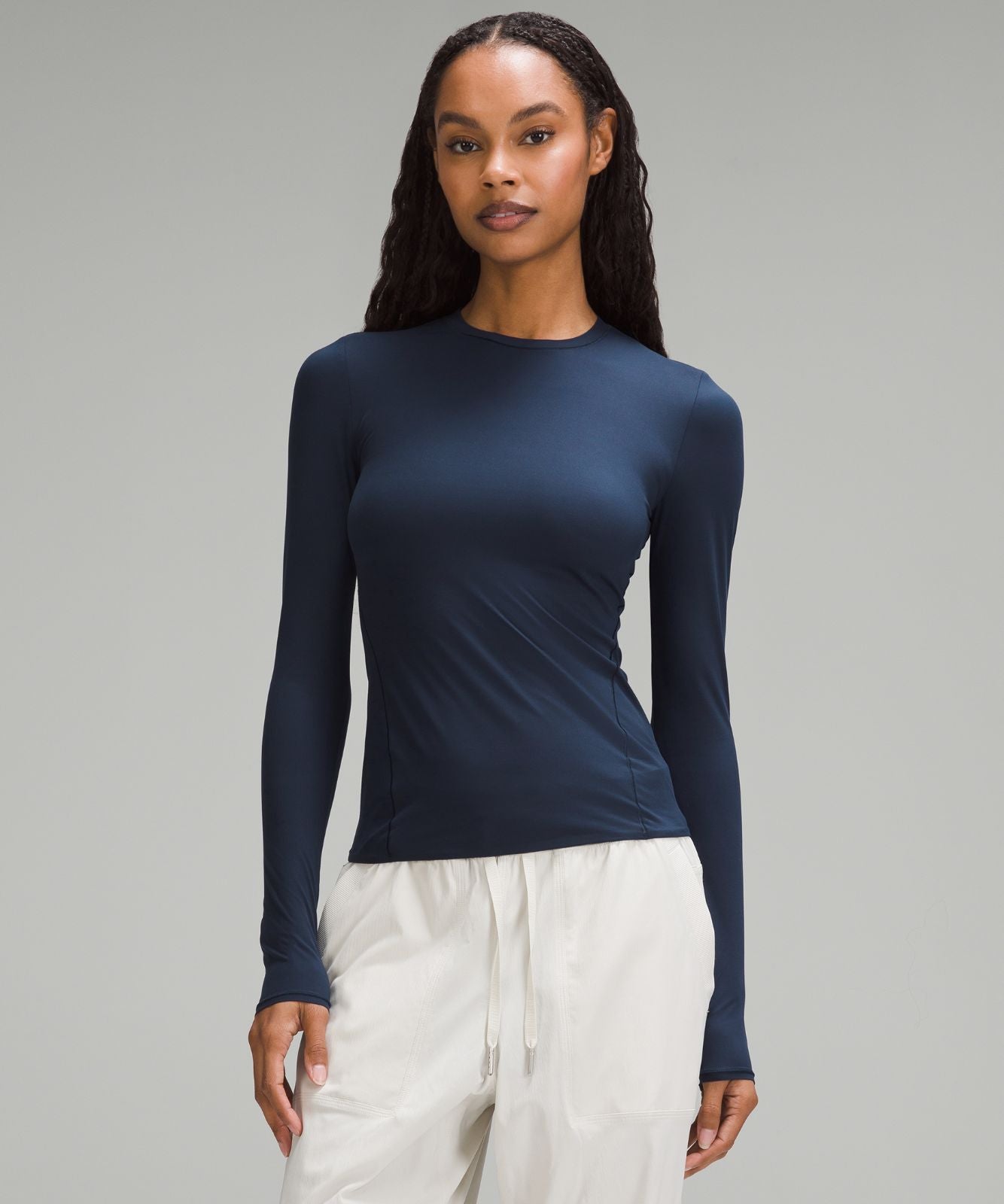 Wundermost Ultra-Soft Nulu Crewneck Long-Sleeve Shirt True Navy