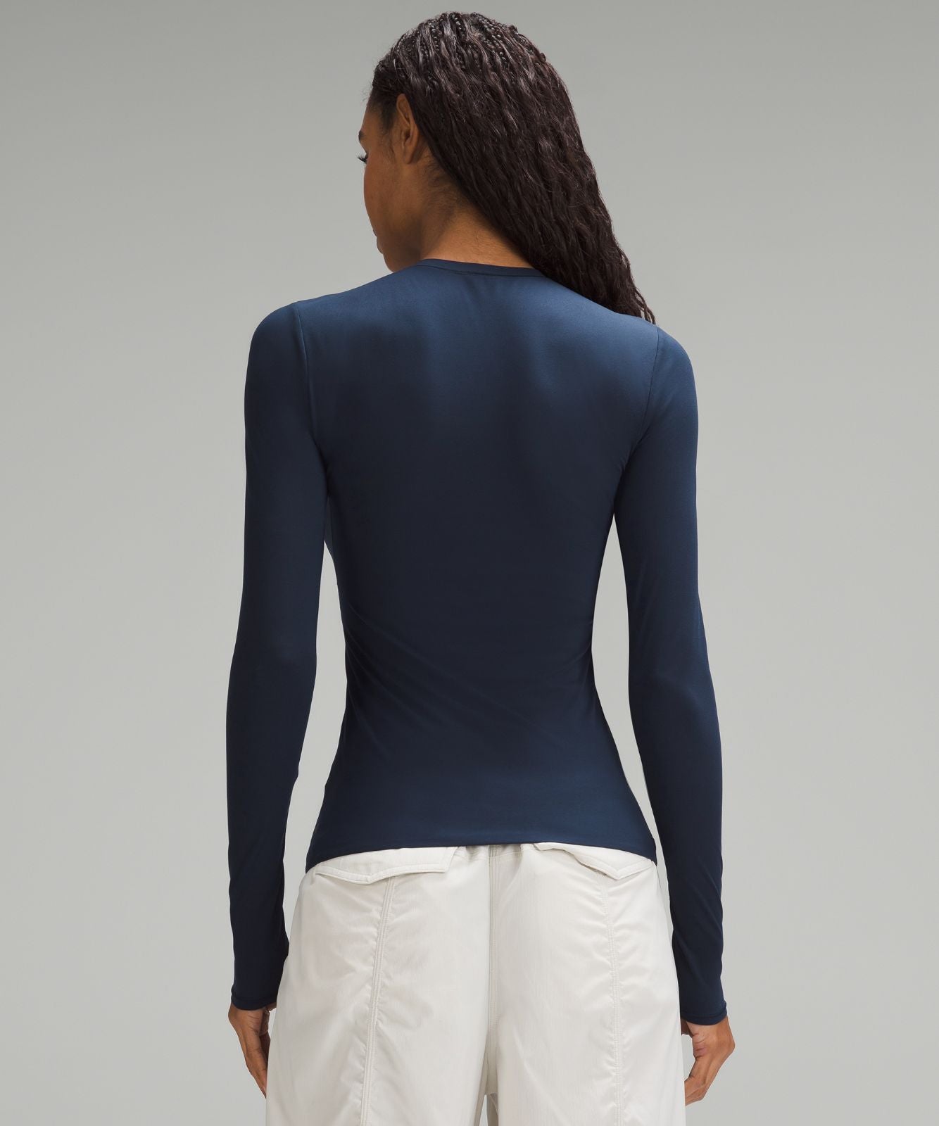 Wundermost Ultra-Soft Nulu Crewneck Long-Sleeve Shirt True Navy
