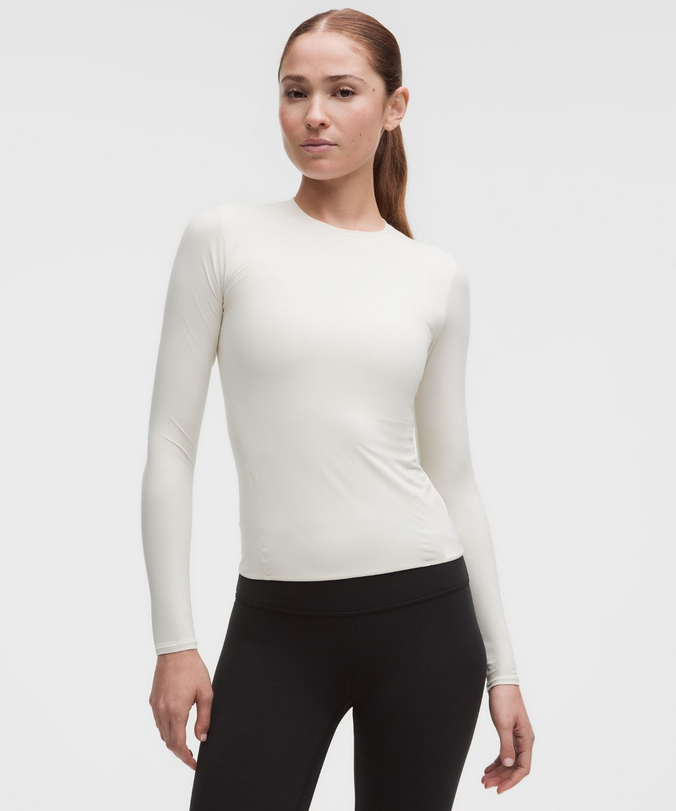 Wundermost Ultra-Soft Nulu Crewneck Long-Sleeve Shirt Light Ivory