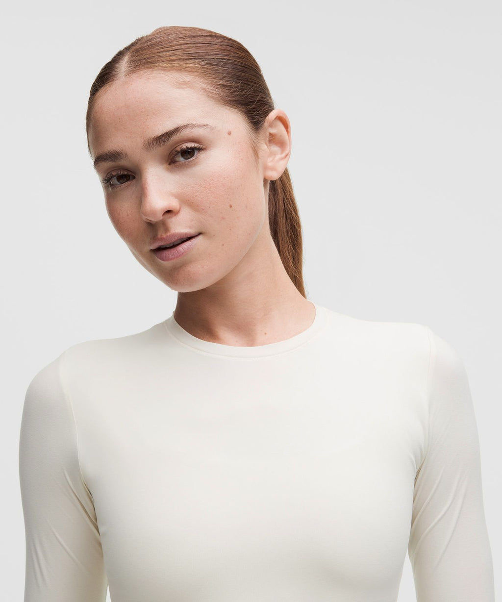Wundermost Ultra-Soft Nulu Crewneck Long-Sleeve Shirt Light Ivory