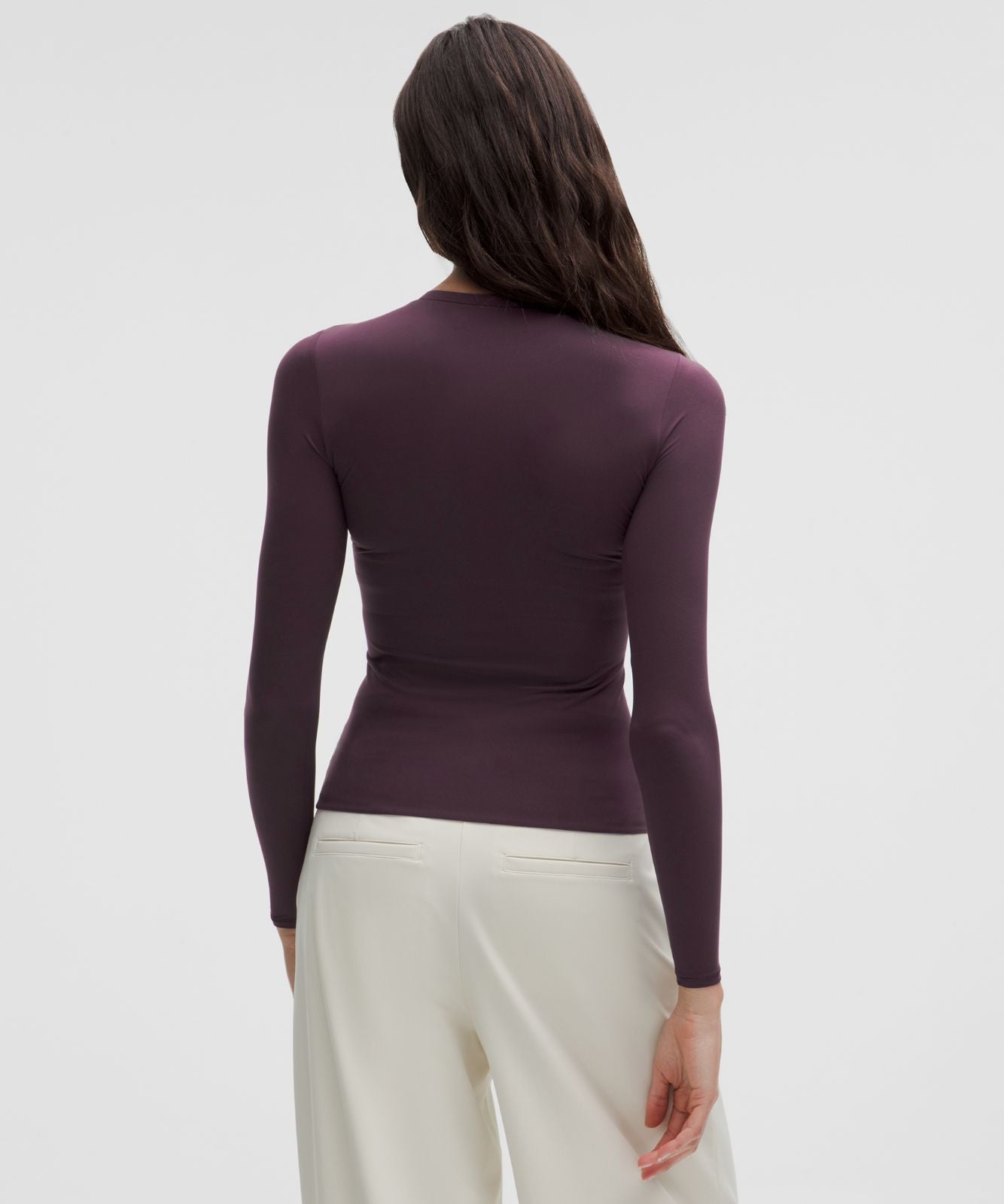 Wundermost Ultra-Soft Nulu Crewneck Long-Sleeve Shirt Black Plum