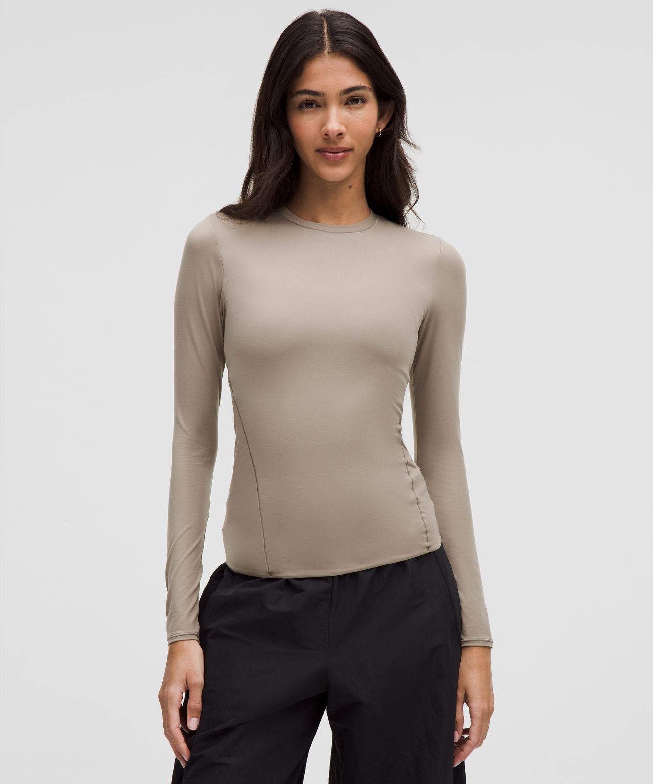 Wundermost Ultra-Soft Nulu Crewneck Long-Sleeve Shirt Warm Ash Grey