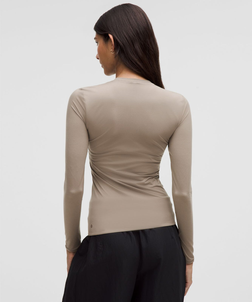 Wundermost Ultra-Soft Nulu Crewneck Long-Sleeve Shirt Warm Ash Grey
