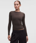 Wundermost Ultra-Soft Nulu Crewneck Long-Sleeve Shirt Mahogany Muse