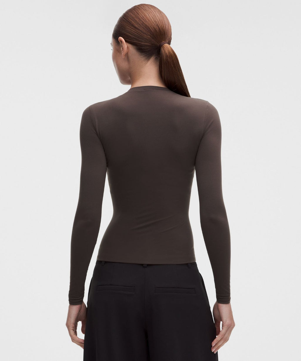 Wundermost Ultra-Soft Nulu Crewneck Long-Sleeve Shirt Mahogany Muse