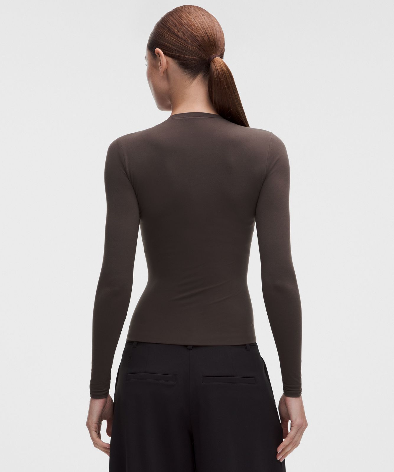 Wundermost Ultra-Soft Nulu Crewneck Long-Sleeve Shirt Mahogany Muse