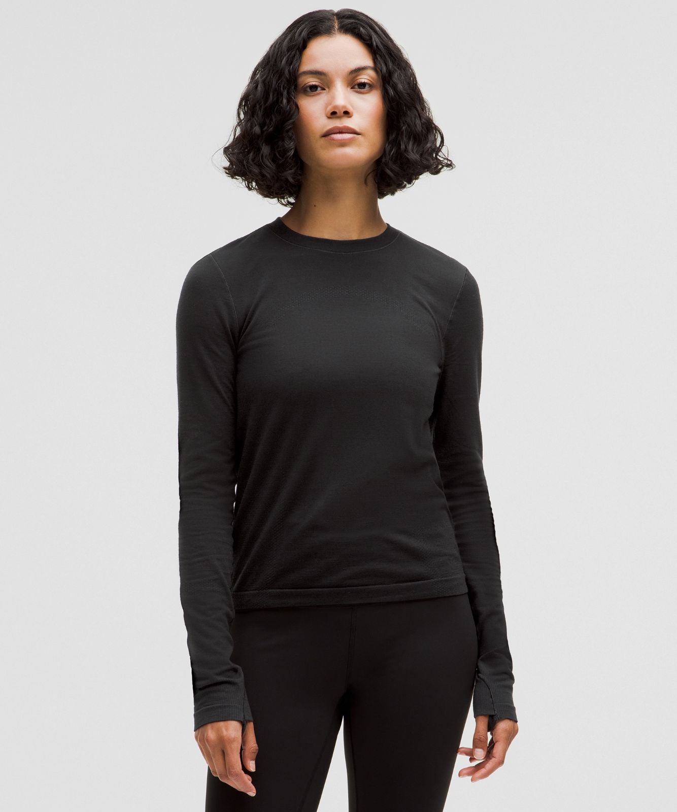 Swiftly Wool-Blend Long-Sleeve Shirt *Waist Length Black/Black