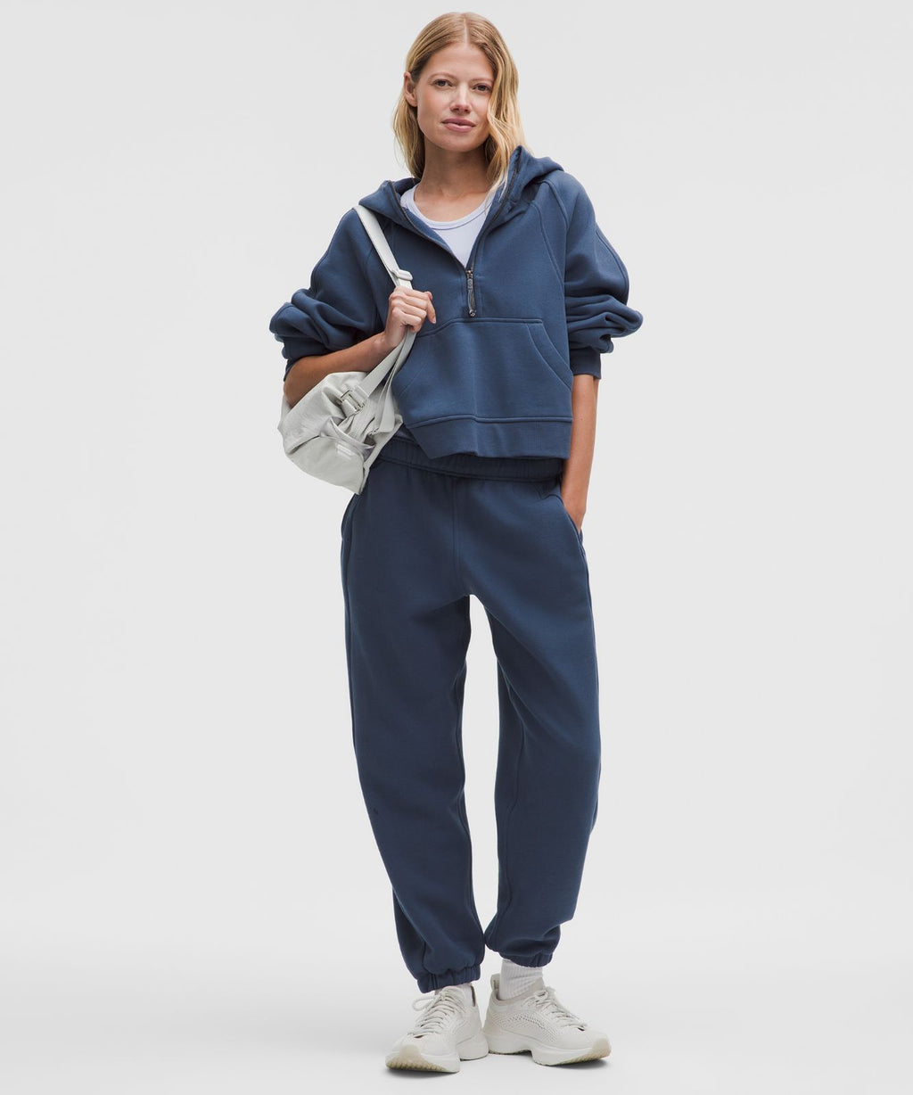 Scuba Oversized Half-Zip Hoodie Blue Twill