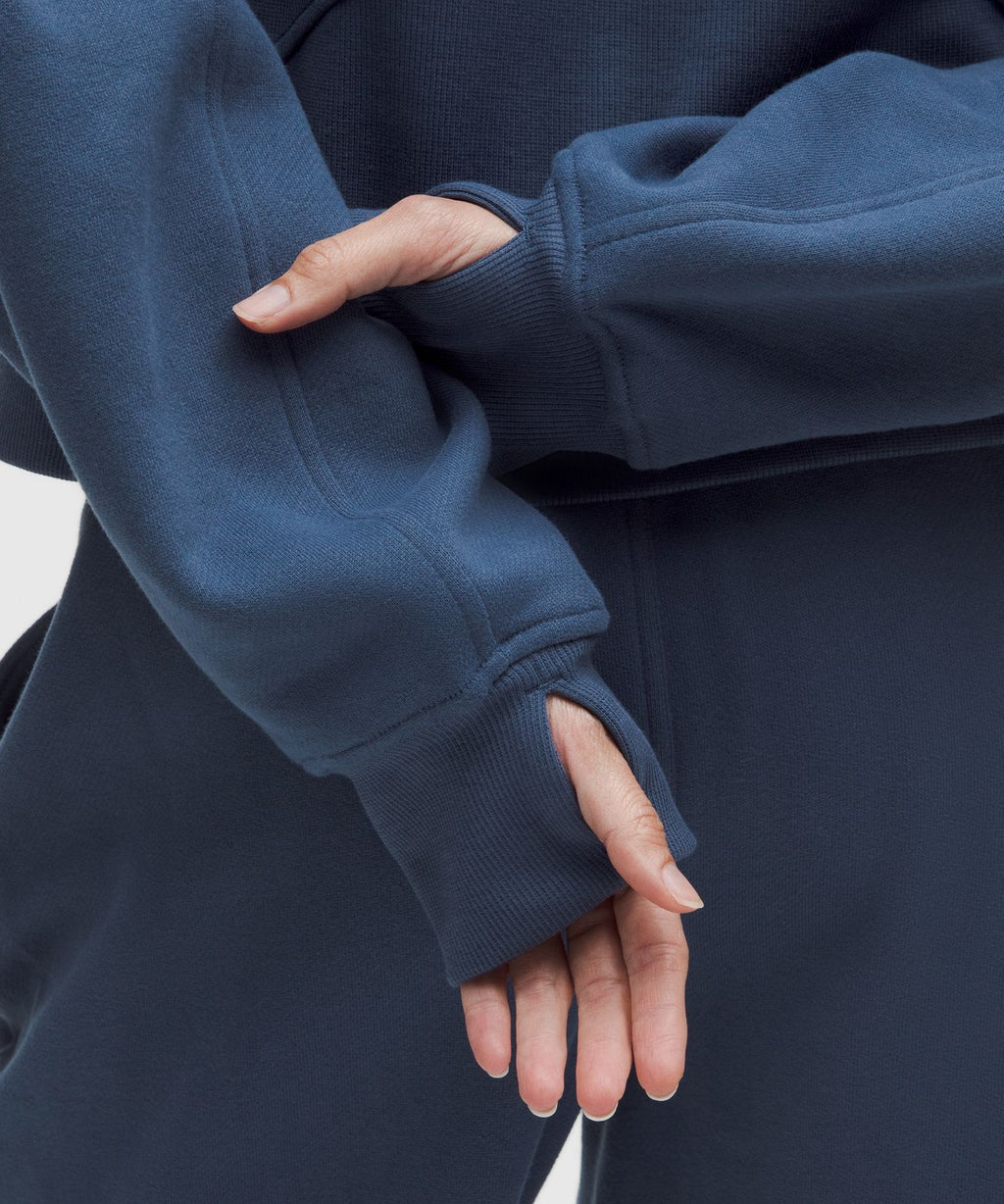 Scuba Oversized Half-Zip Hoodie Blue Twill
