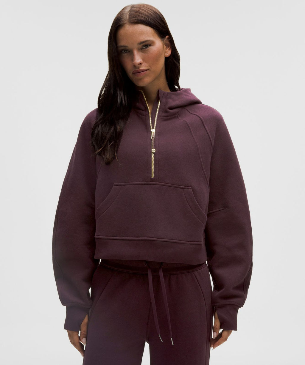 Scuba Oversized Half-Zip Hoodie Black Plum/Gold