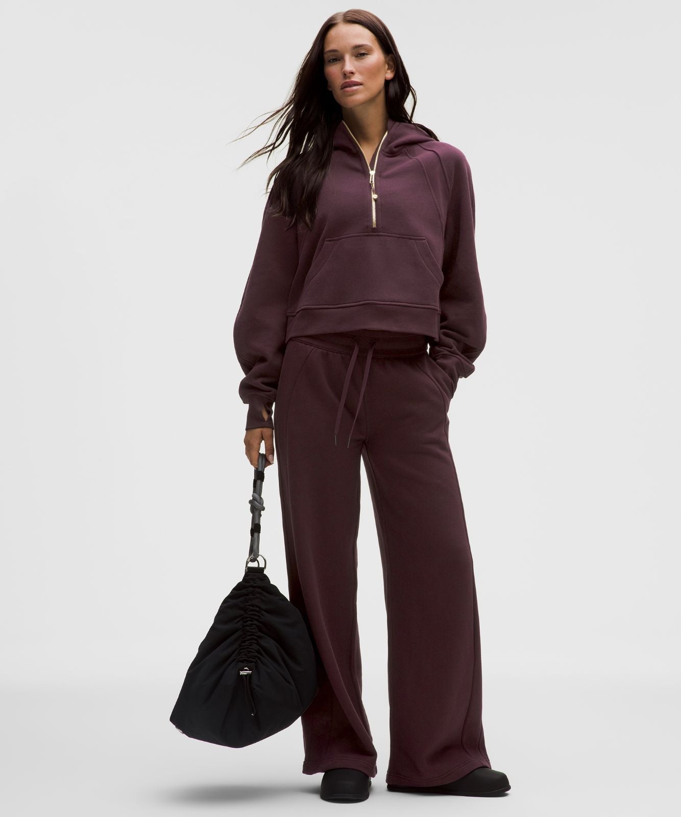 Scuba Oversized Half-Zip Hoodie Black Plum/Gold