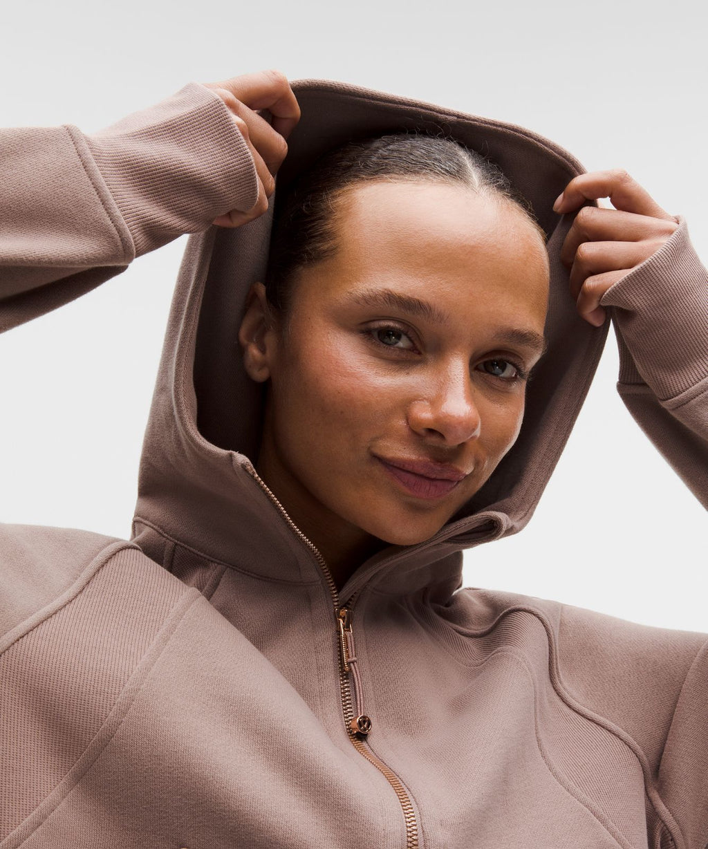 Scuba Oversized Half-Zip Hoodie Ashen Rose/Rose Gold