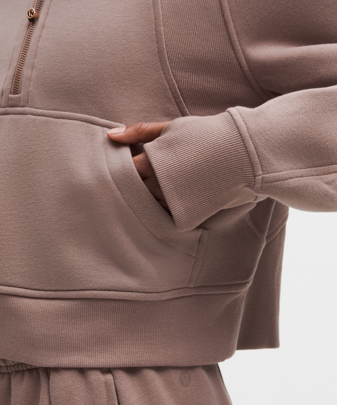 Scuba Oversized Half-Zip Hoodie Ashen Rose/Rose Gold