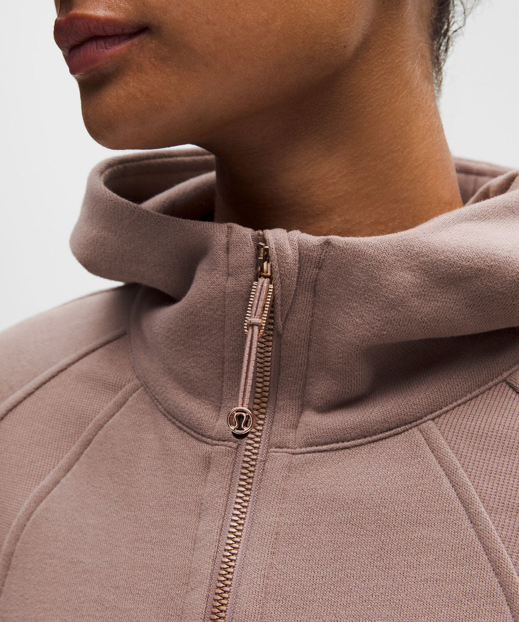 Scuba Oversized Half-Zip Hoodie Ashen Rose/Rose Gold