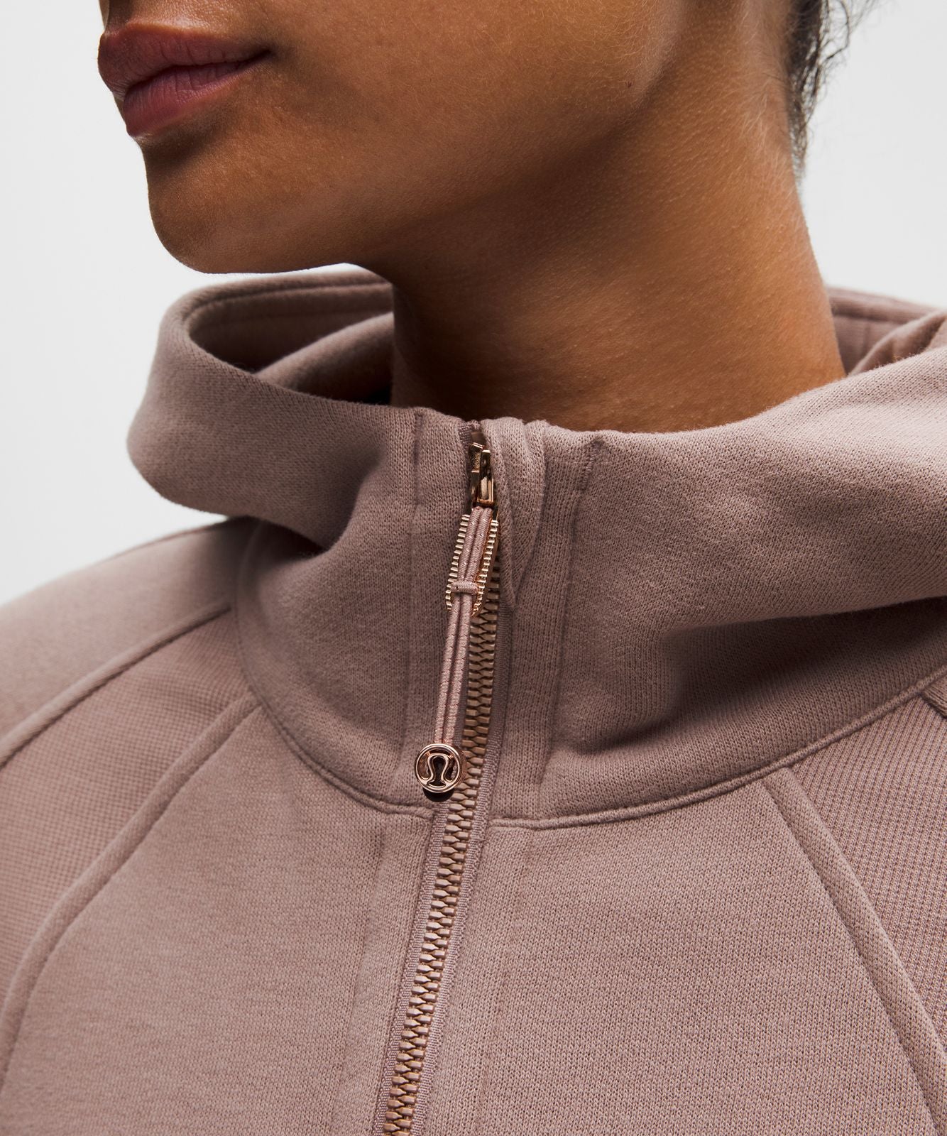 Scuba Oversized Half-Zip Hoodie Ashen Rose/Rose Gold