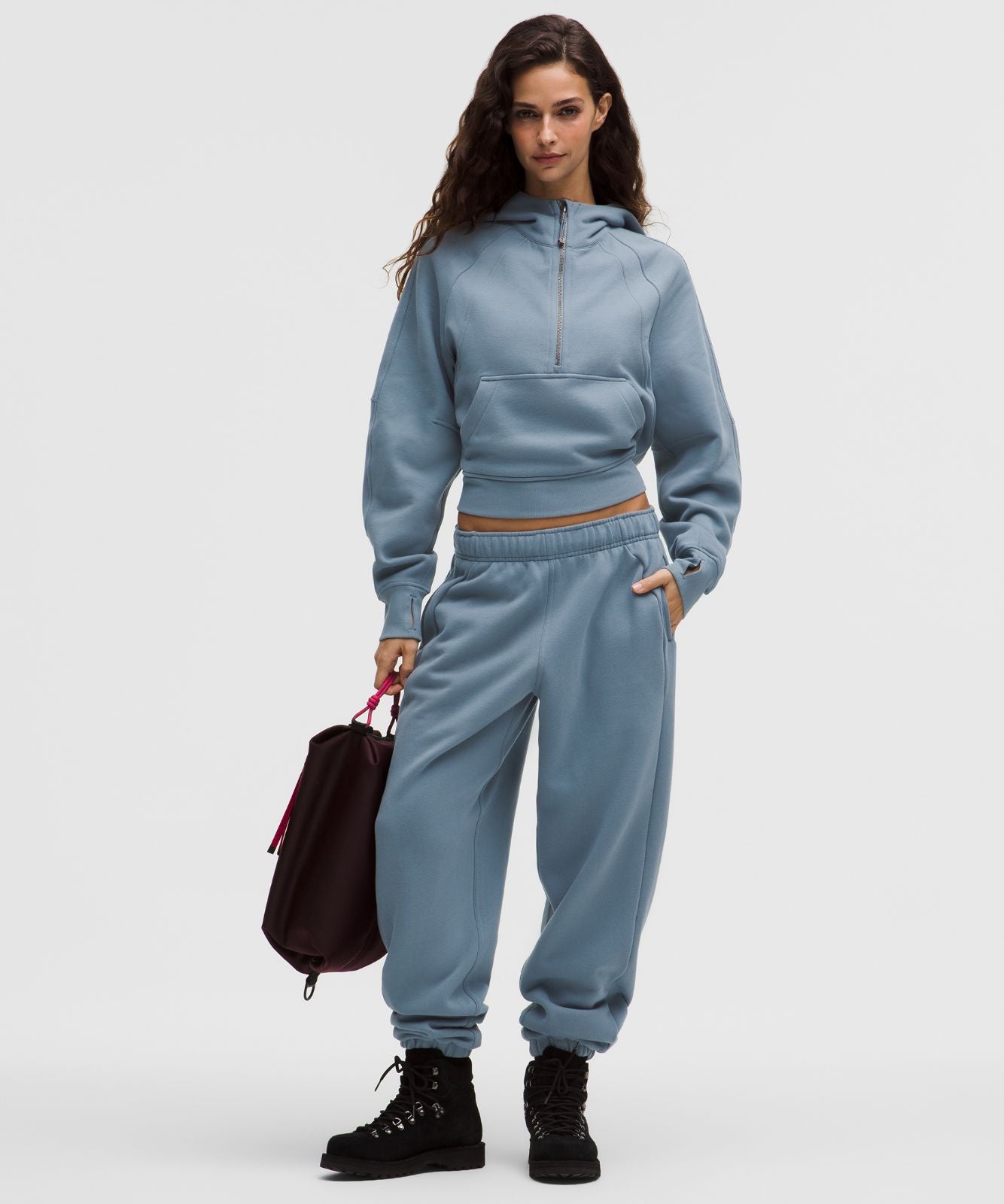 Scuba Oversized Half-Zip Hoodie Steel Blue