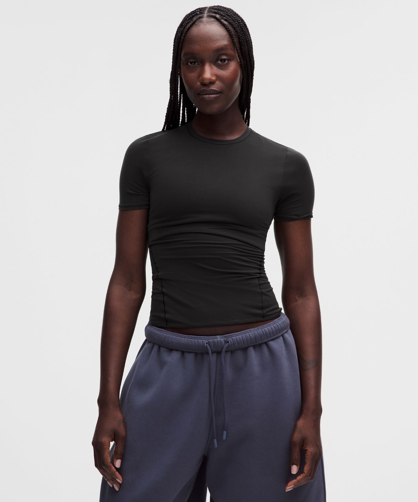 Wundermost Ultra-Soft Nulu Hip-Length Crewneck Shirt Black