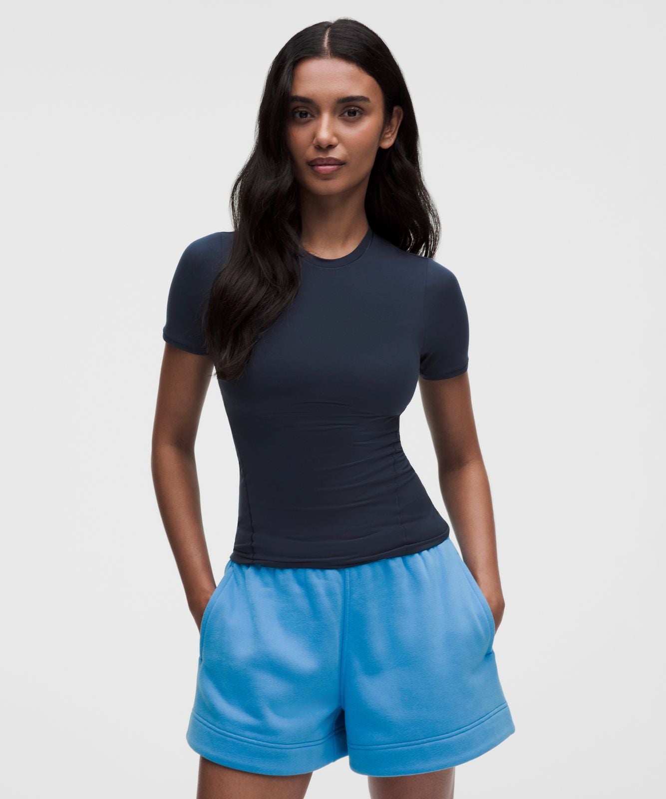 Wundermost Ultra-Soft Nulu Hip-Length Crewneck Shirt True Navy