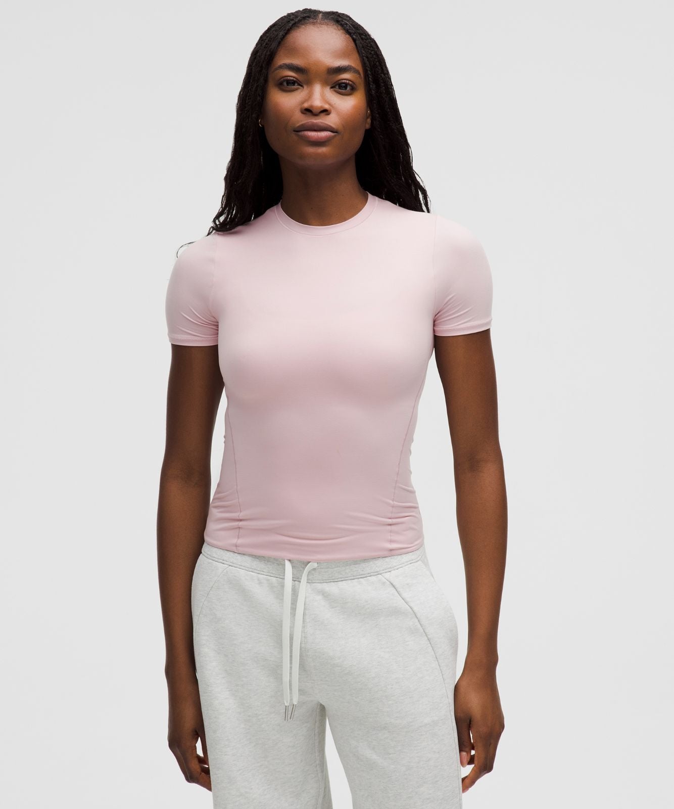 Wundermost Ultra-Soft Nulu Hip-Length Crewneck Shirt Pink Haze