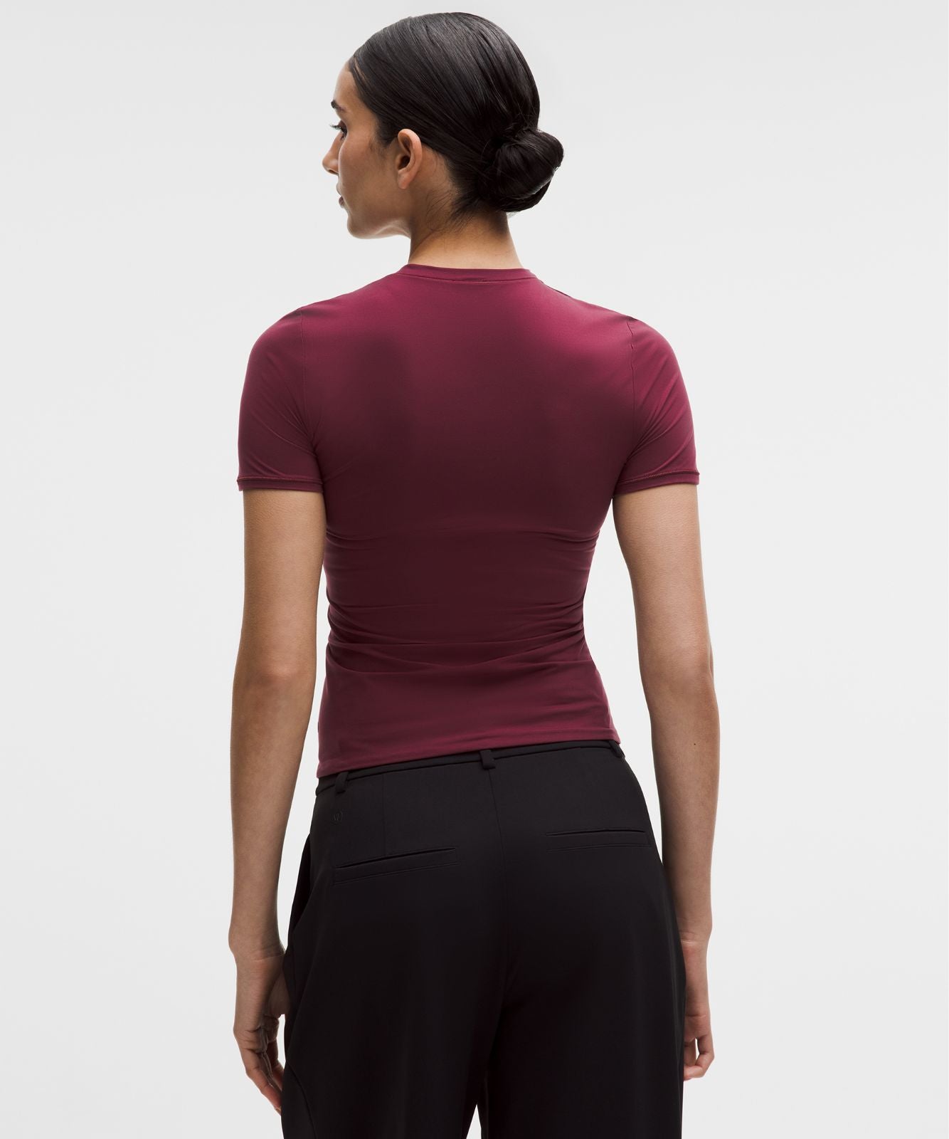 Wundermost Ultra-Soft Nulu Hip-Length Crewneck Shirt Burgundy Bay