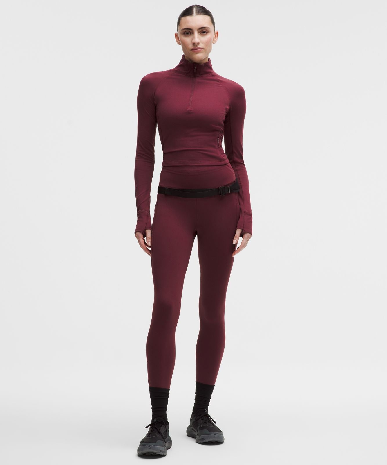 It's Rulu Cropped Half Zip *Updated Burgundy Bay