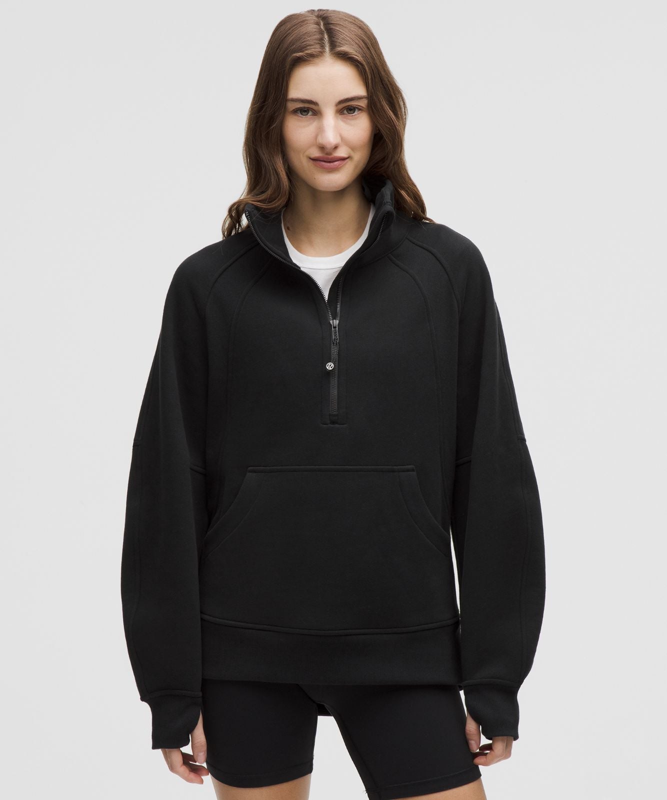 Scuba Oversized Funnel-Neck Half Zip *Long Black
