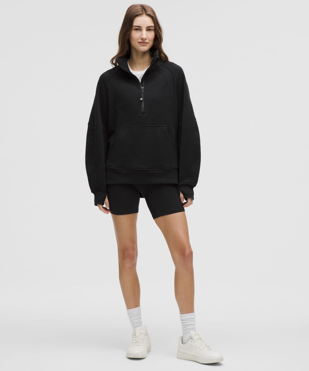 Scuba Oversized Funnel-Neck Half Zip *Long Black