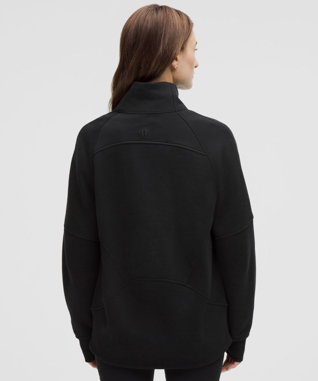 Scuba Oversized Funnel-Neck Half Zip *Long Black