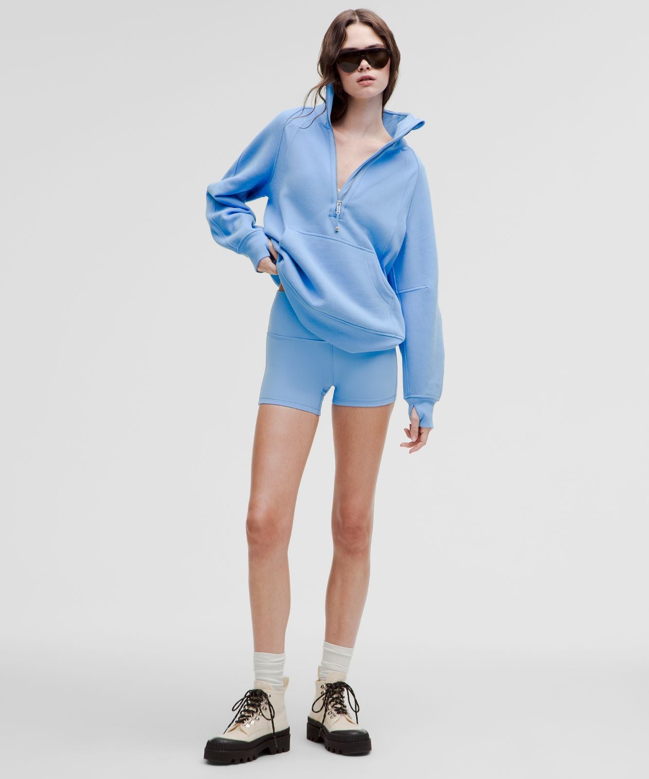 Scuba Oversized Funnel-Neck Half Zip *Long Aero Blue