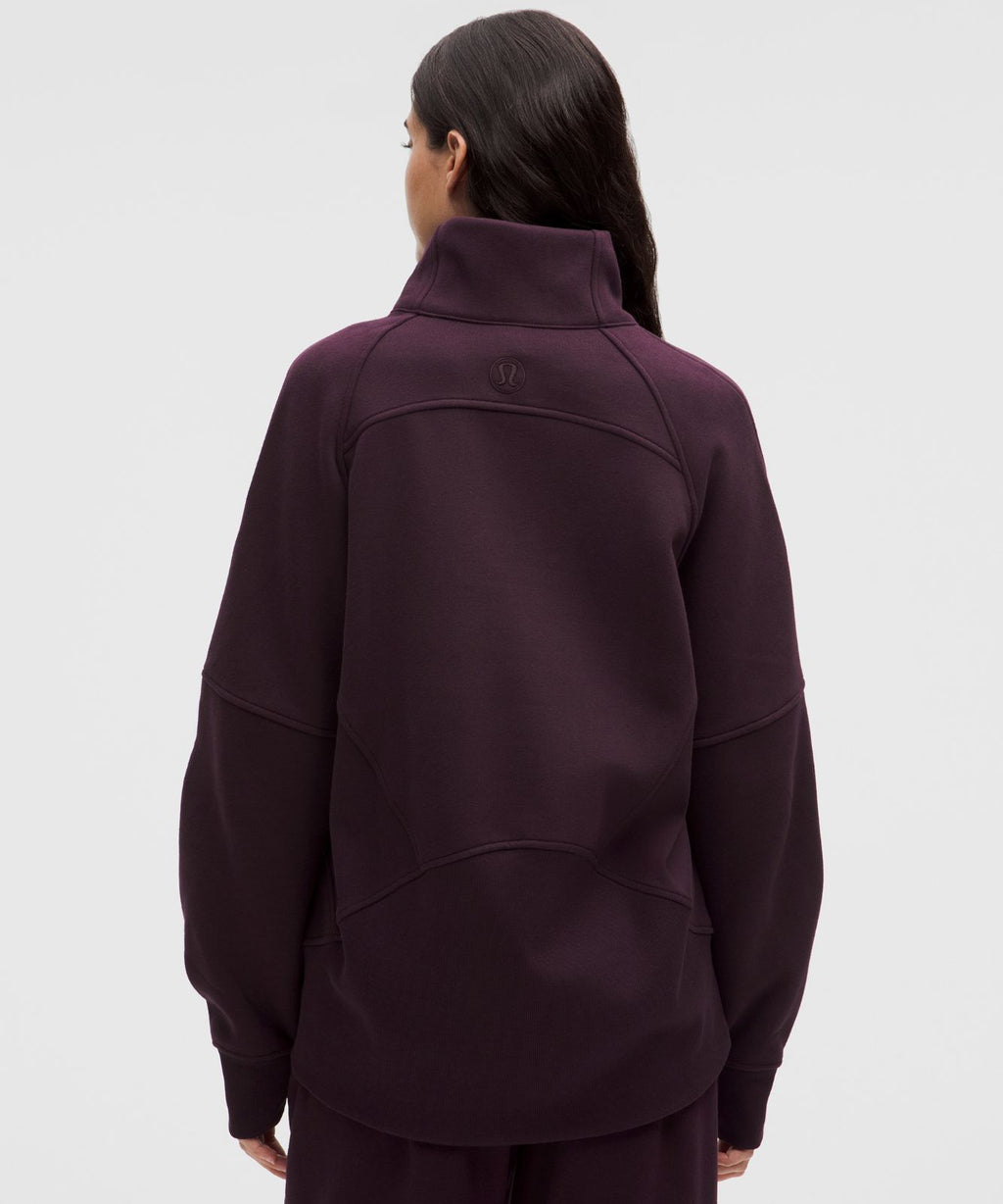Scuba Oversized Funnel-Neck Half Zip *Long Black Plum