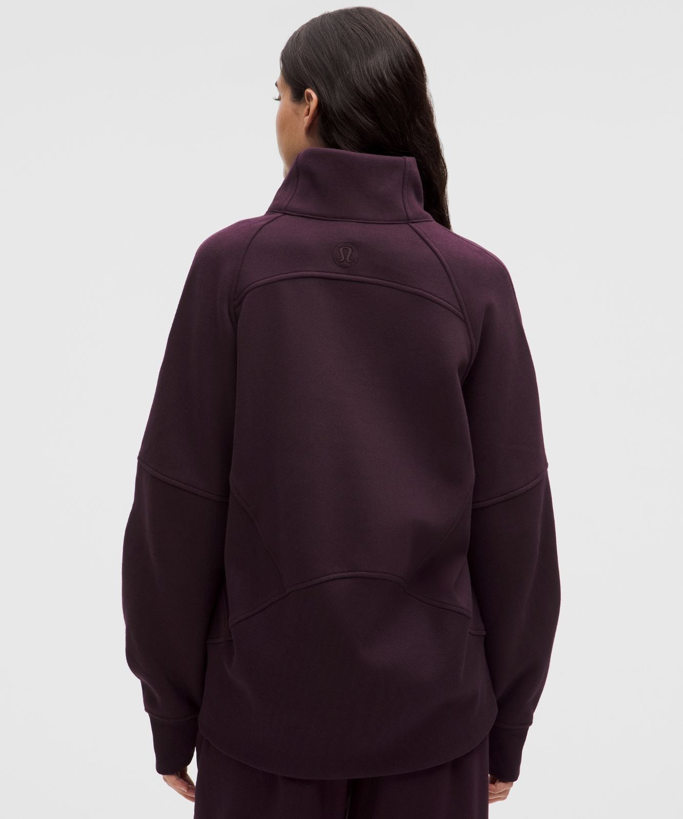 Scuba Oversized Funnel-Neck Half Zip *Long Black Plum