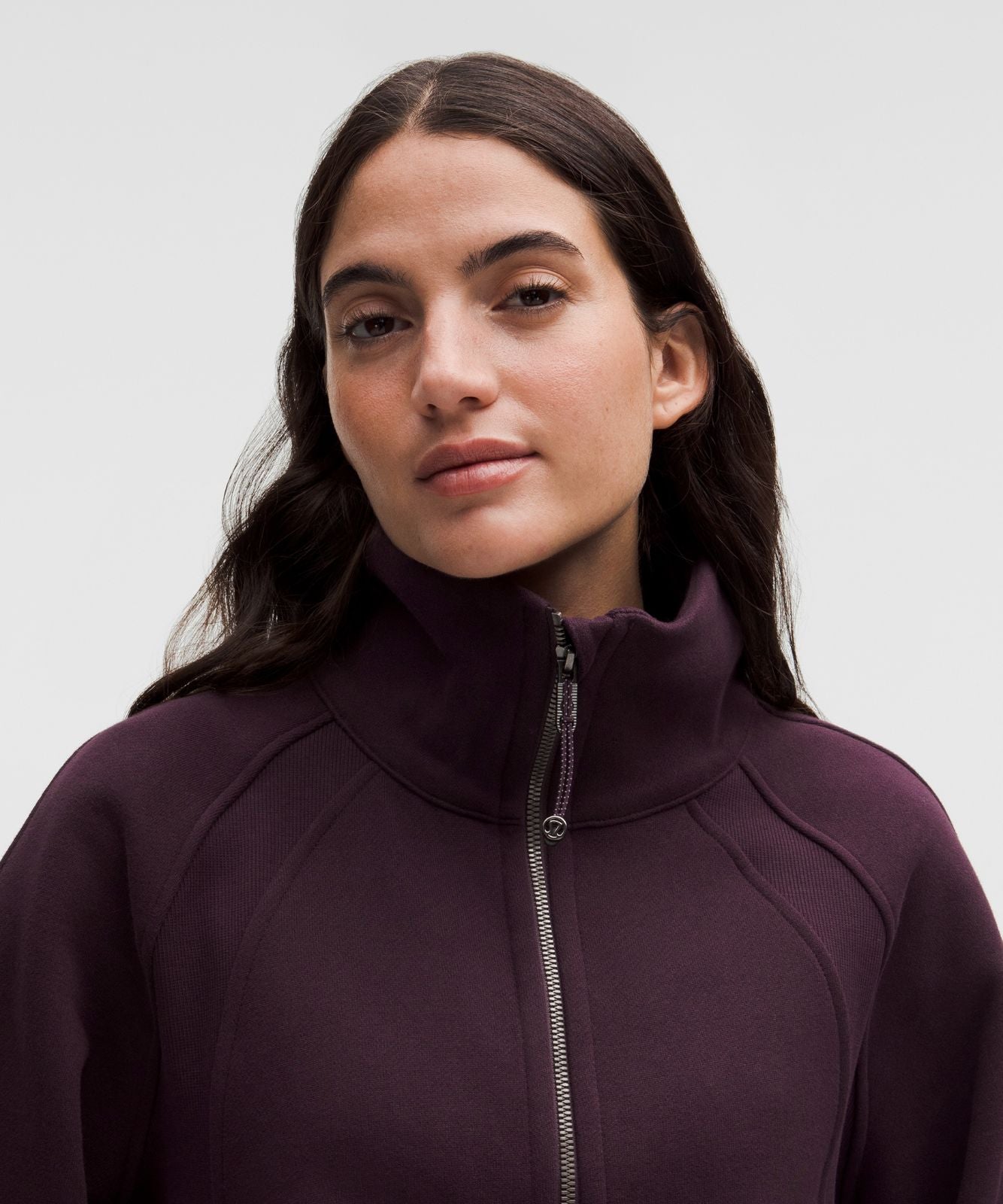 Scuba Oversized Funnel-Neck Half Zip *Long Black Plum