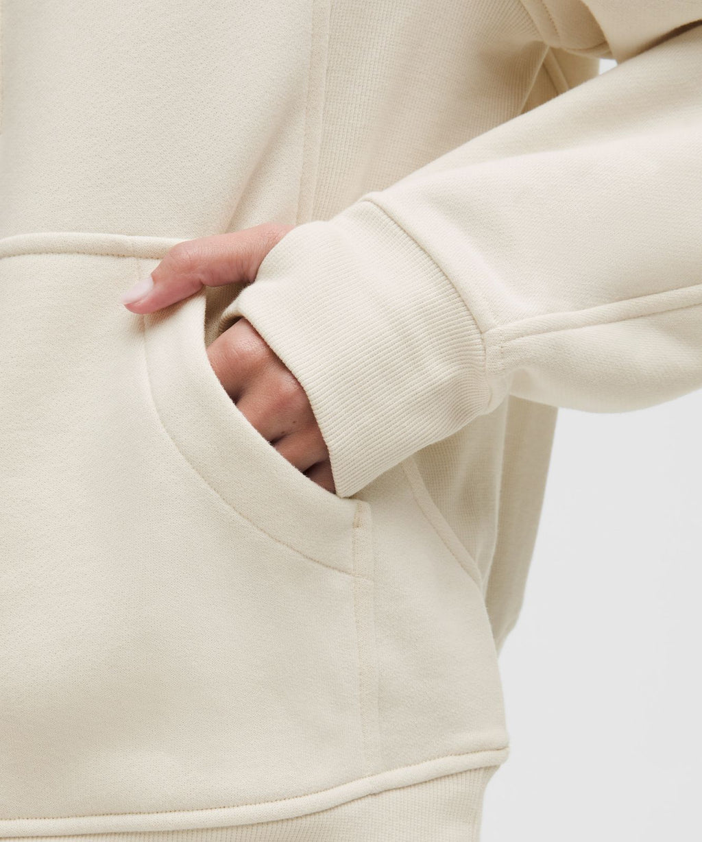 Scuba Oversized Funnel-Neck Half Zip *Long Light Ivory/Gold