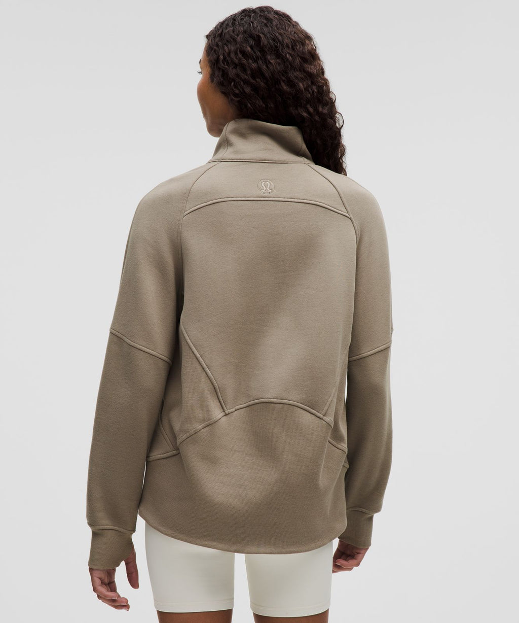 Scuba Oversized Funnel-Neck Half Zip *Long Warm Ash Grey