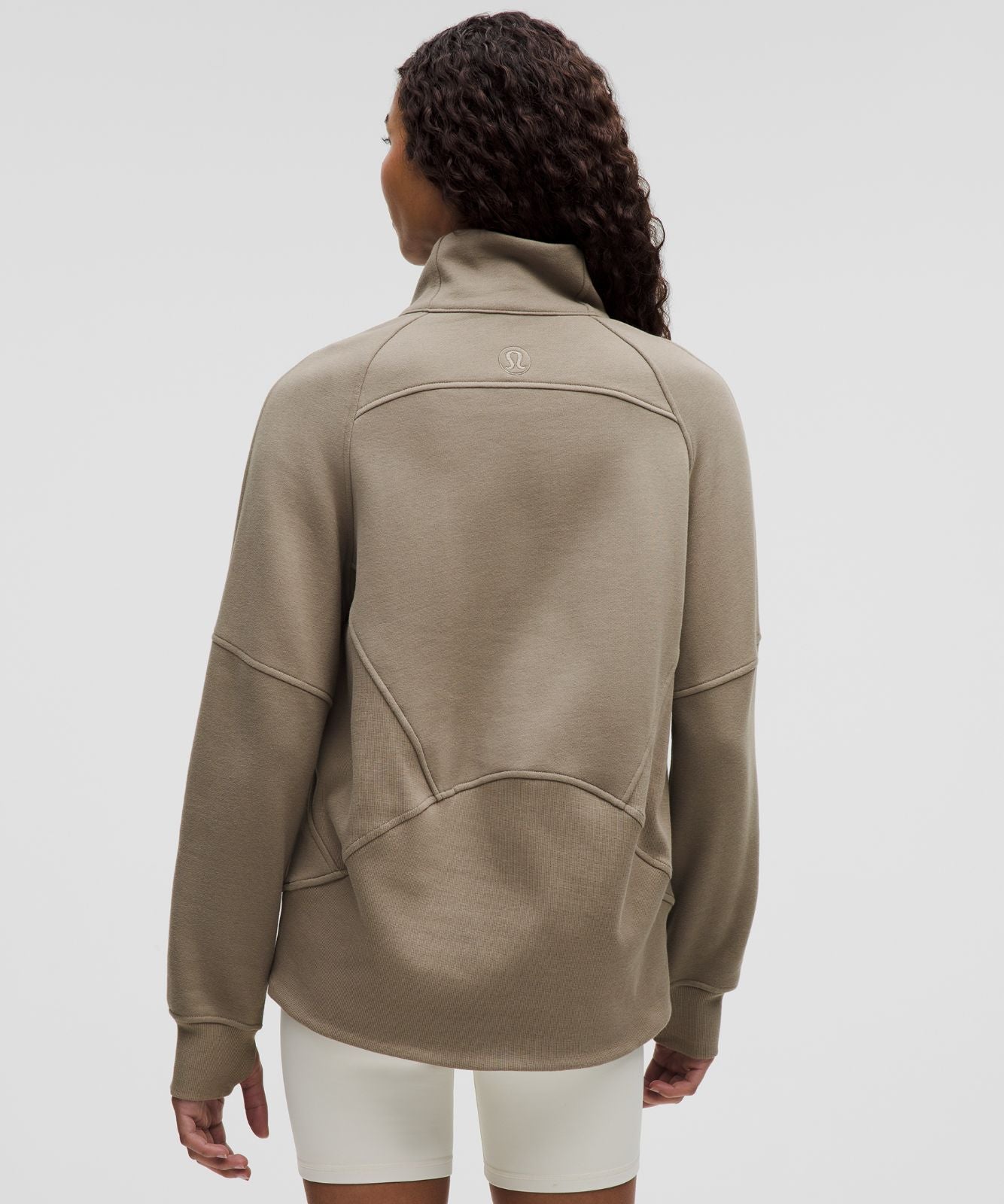 Scuba Oversized Funnel-Neck Half Zip *Long Warm Ash Grey