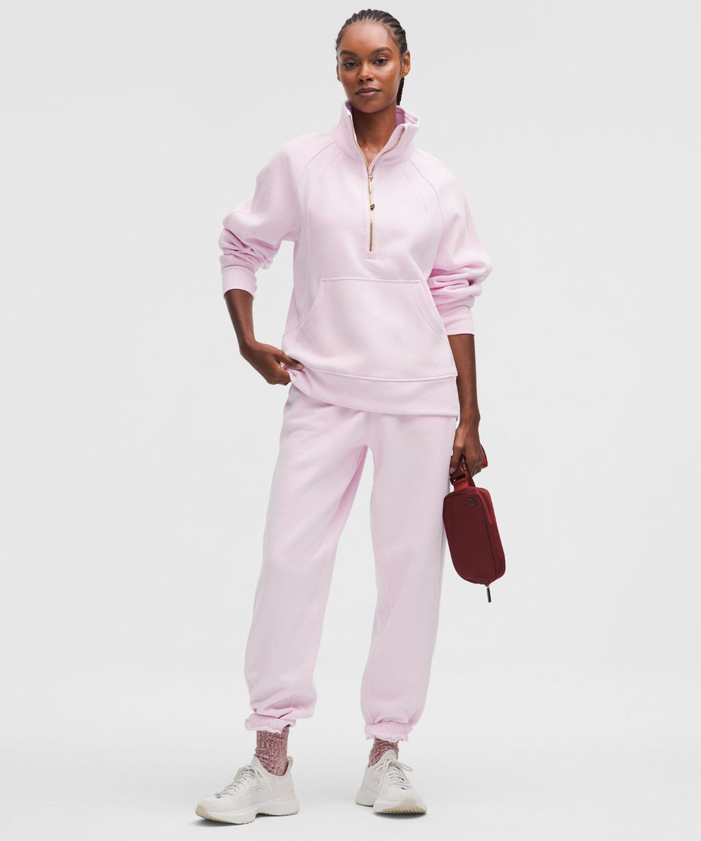 Scuba Oversized Funnel-Neck Half Zip *Long Blissful Pink/Gold