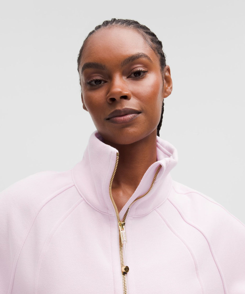 Scuba Oversized Funnel-Neck Half Zip *Long Blissful Pink/Gold