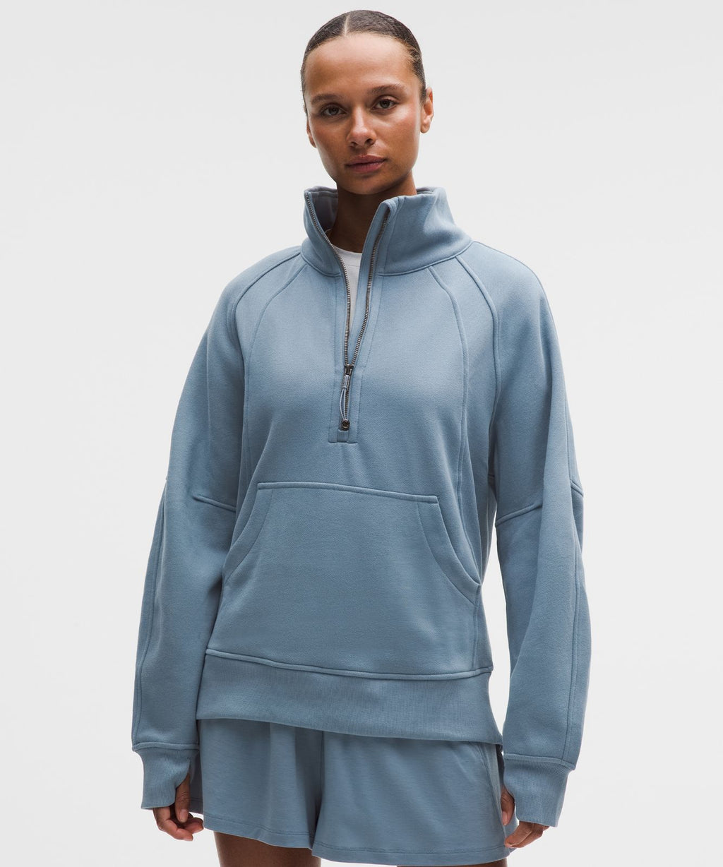 Scuba Oversized Funnel-Neck Half Zip *Long Steel Blue