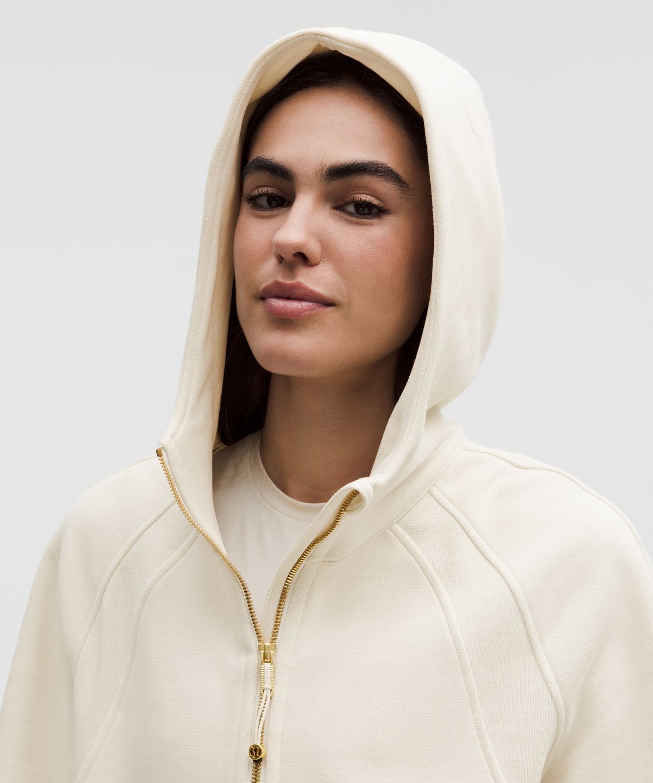 Scuba Oversized Half-Zip Hoodie Light Ivory/Gold