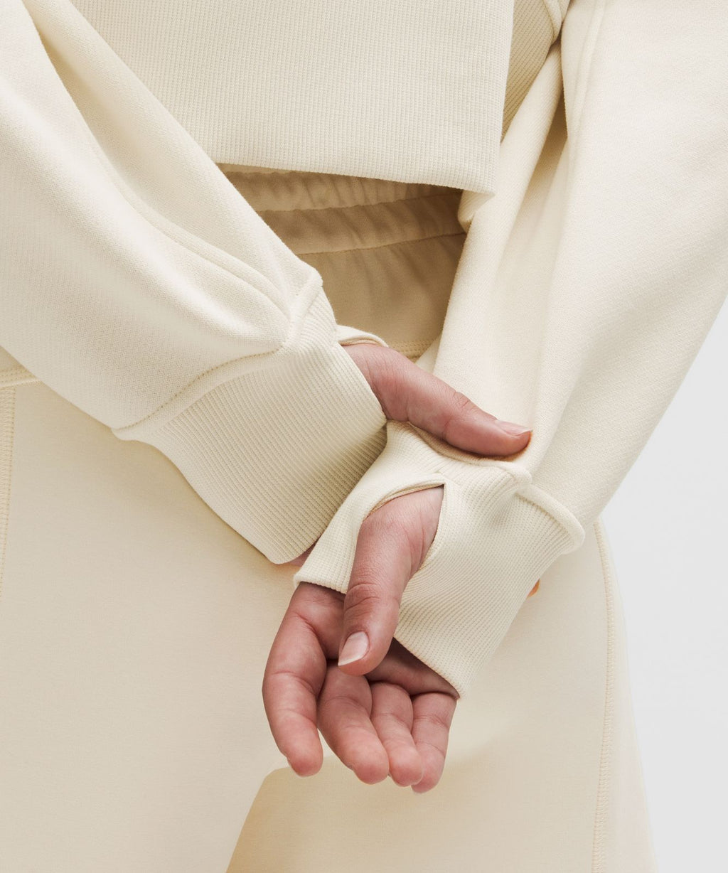 Scuba Oversized Half-Zip Hoodie Light Ivory/Gold