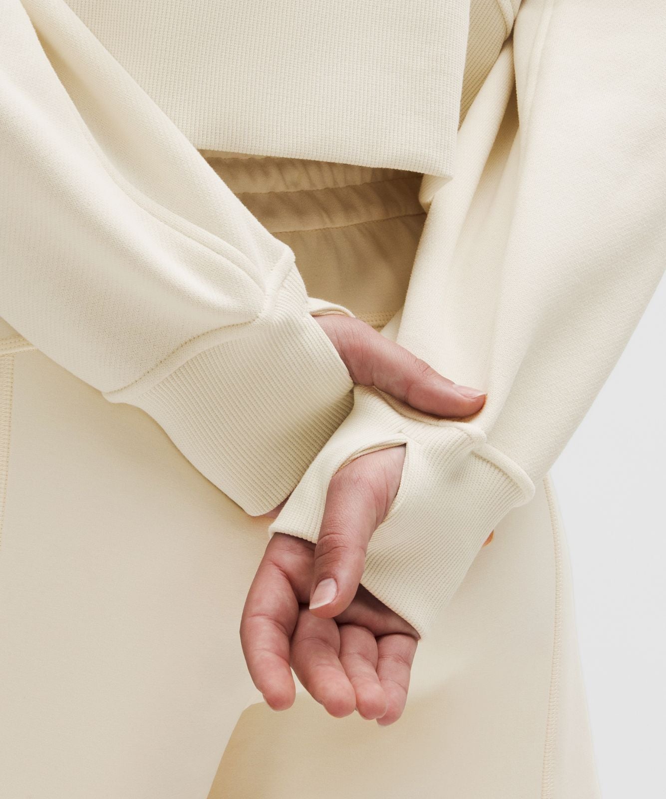 Scuba Oversized Half-Zip Hoodie Light Ivory/Gold