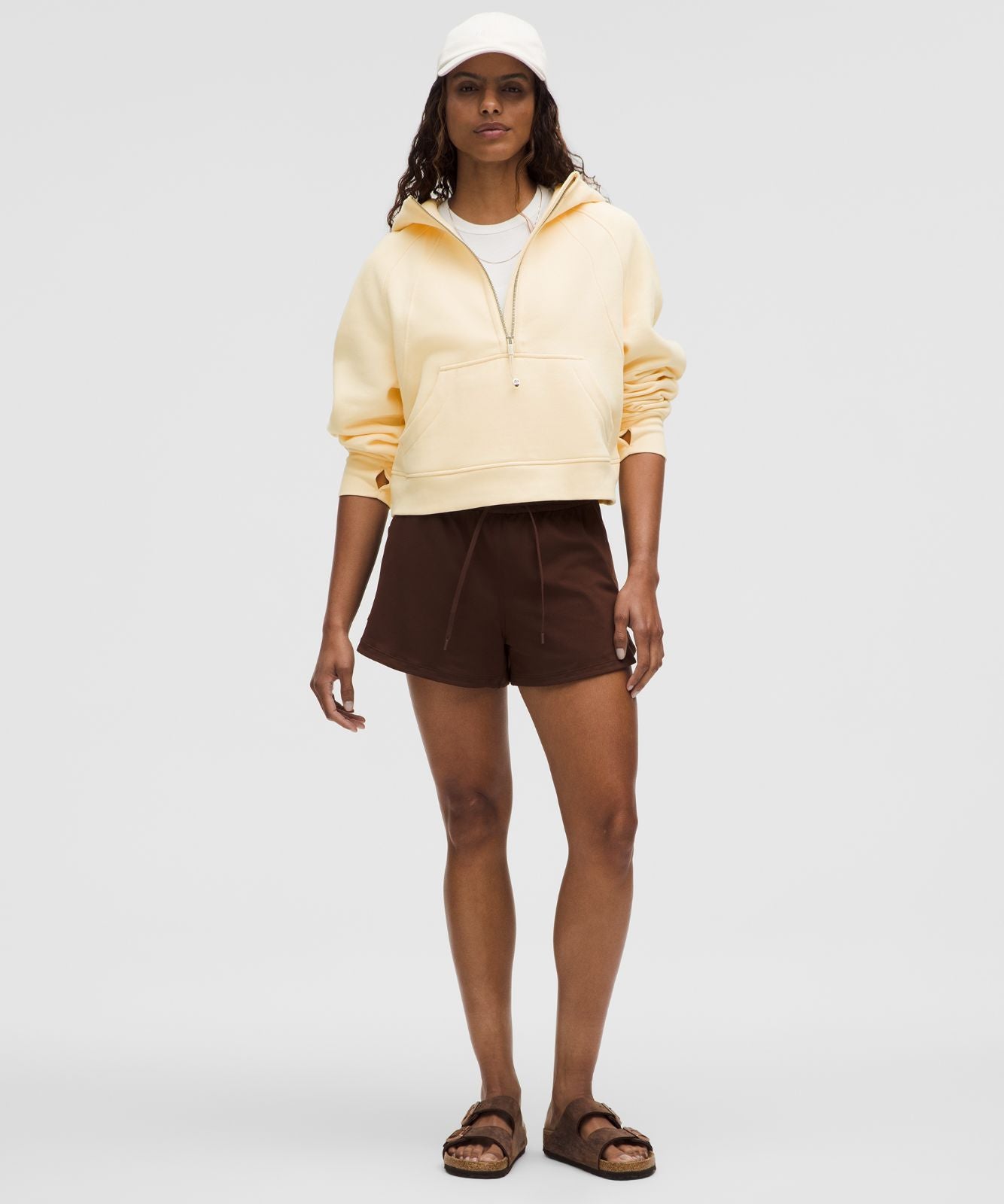 Scuba Oversized Half-Zip Hoodie Butter Cream