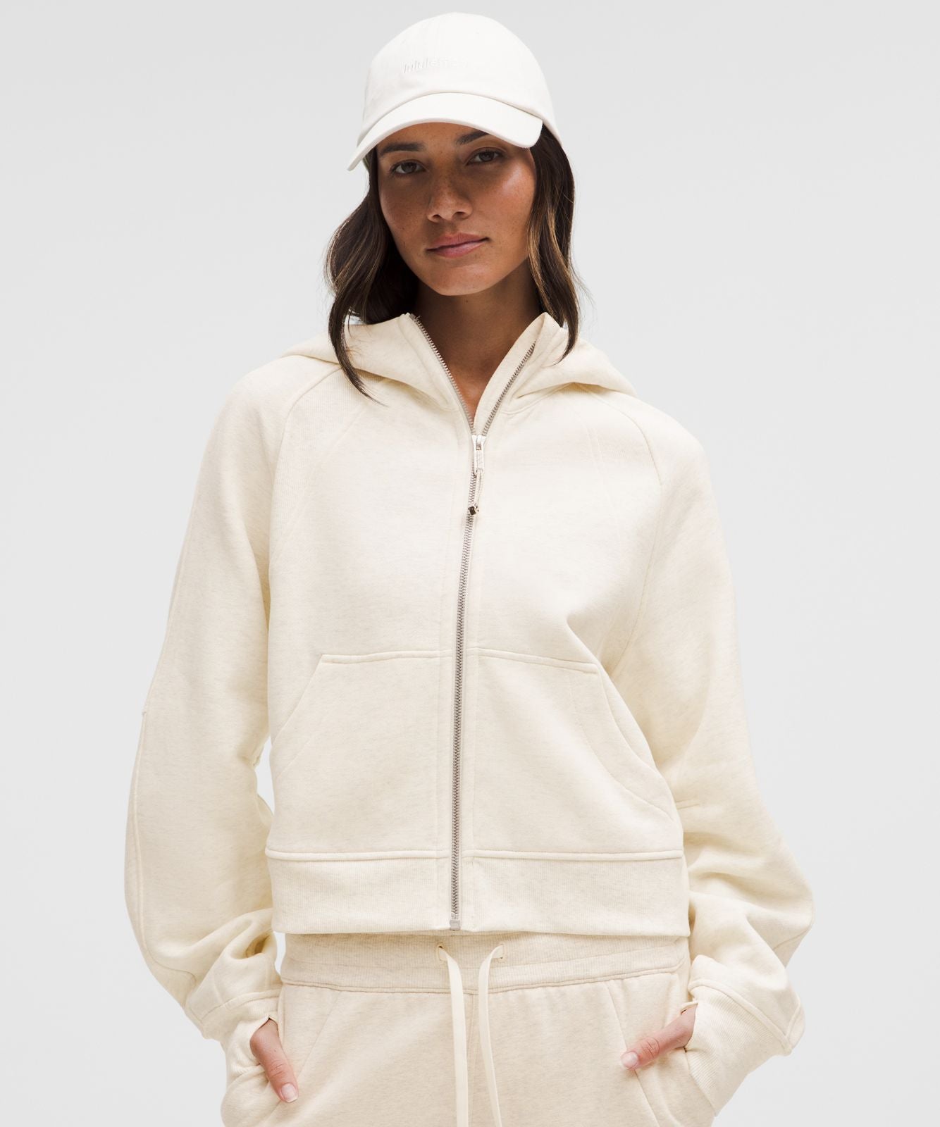 Scuba Oversized Full-Zip Hoodie Heathered Light Ivory