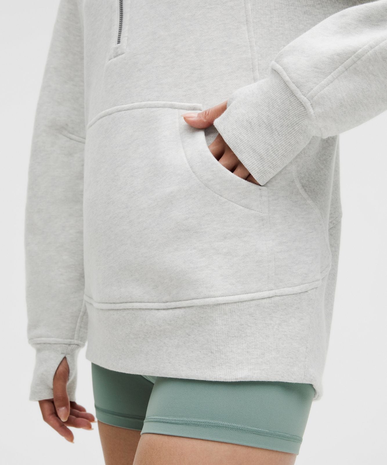 Scuba Oversized Funnel-Neck Half Zip *Long Heathered Core Ultra Light Grey