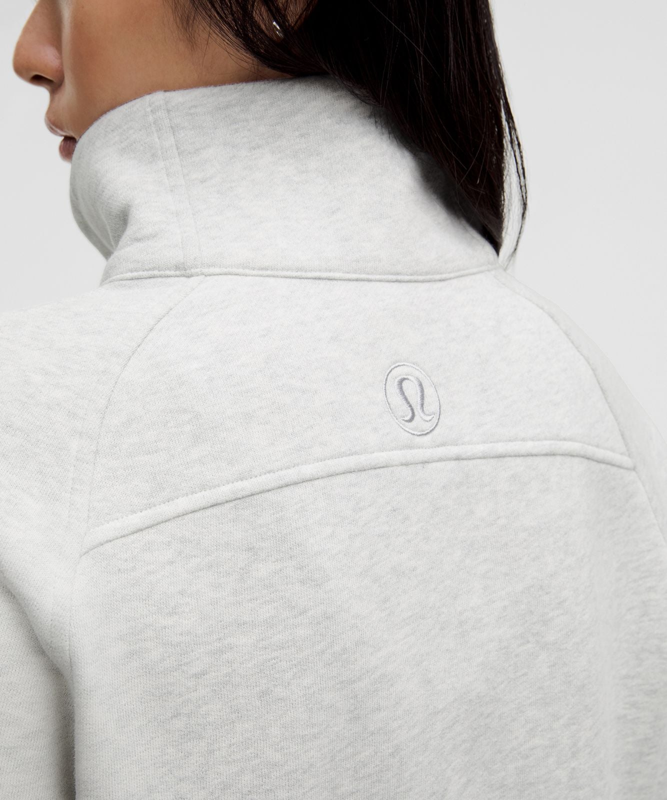 Scuba Oversized Funnel-Neck Half Zip *Long Heathered Core Ultra Light Grey
