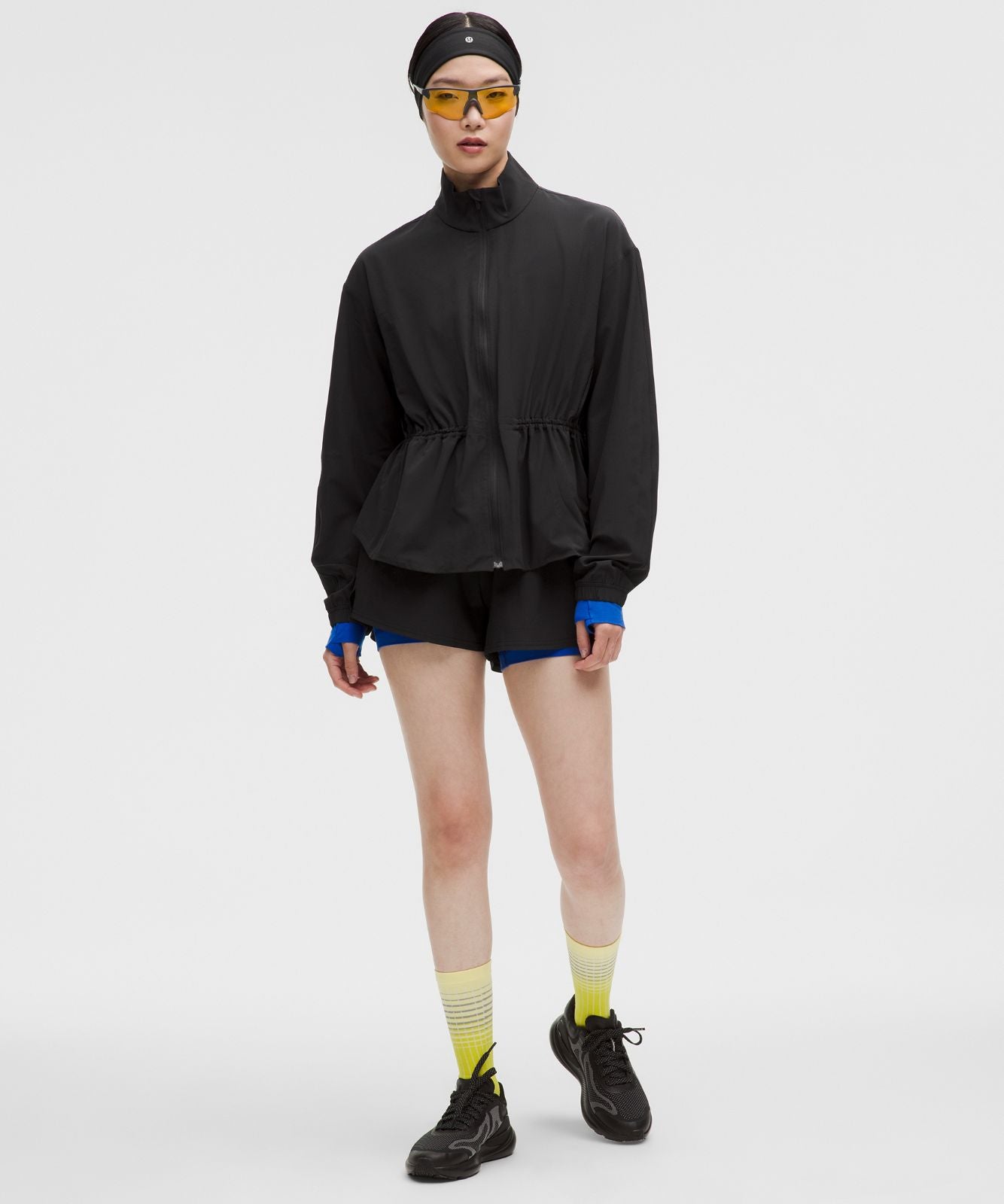 UV-Protective Cinch-Waist Running Jacket Black